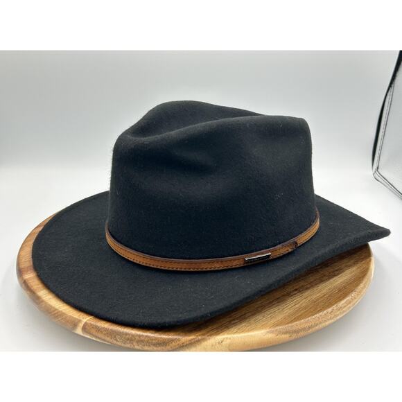 Stetson Hat Fedora Fitted Mens X-Large Black Snowden Wool Crushable Made USA - Picture 2 of 16